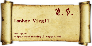 Manher Virgil névjegykártya